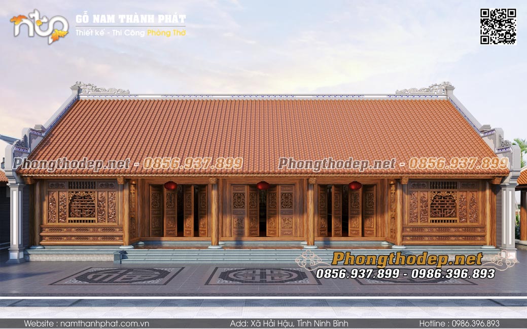 Thiết kế nhà gỗ 5 gian hai buồng lồi đẹp